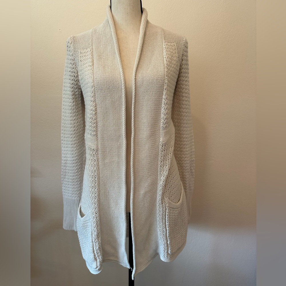 Women's Cream Open-Front Sweater